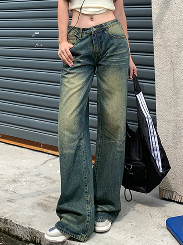 Distressed Washed Low Waist Lengthen Boyfriend Jeans-2