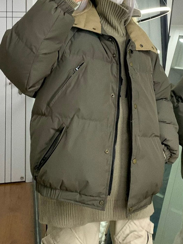 Solid Slant Pocket High Neck Jacket-4