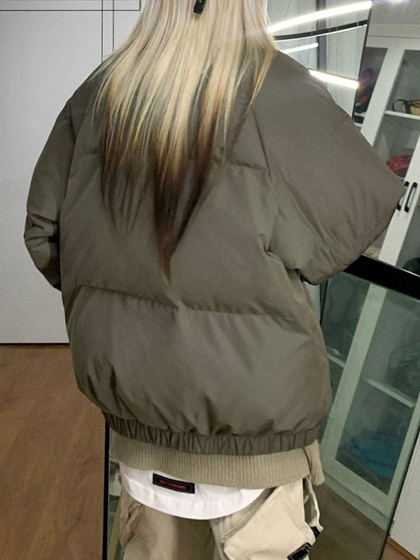 Solid Slant Pocket High Neck Jacket-5