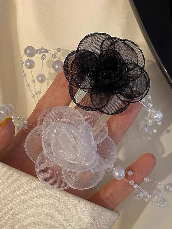 French Romantic Flower Pearl Necklace-1