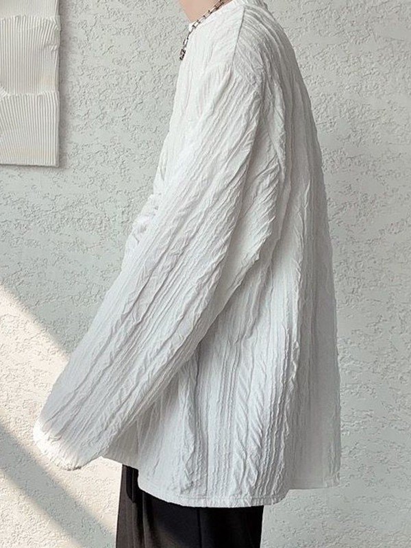 Men's Creped Crew Neck Long Sleeve Tee-1