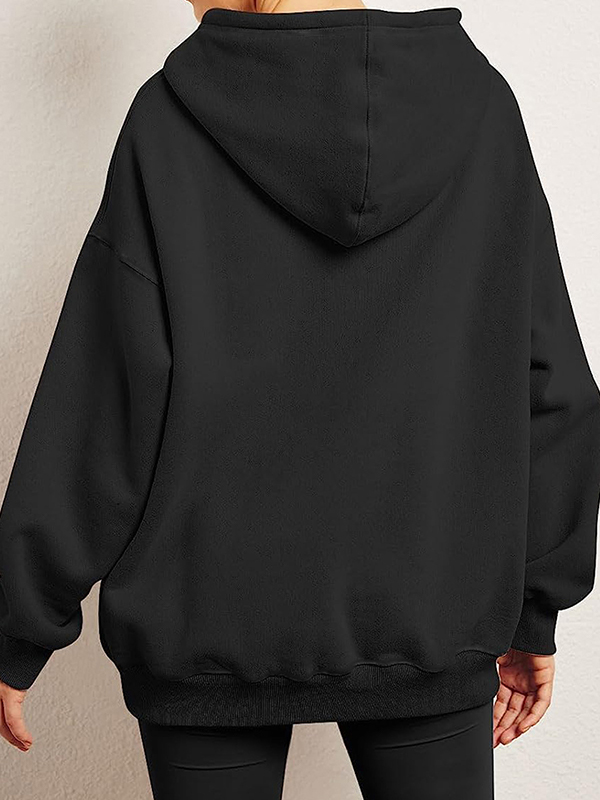 Basic Solid Kangaroo Pocket Oversized Hoodie-1