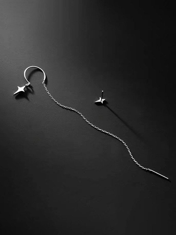 Simple Tassel Starry Earrings-1