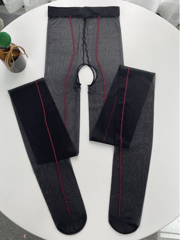 Contrast Line Sheer Tights-4