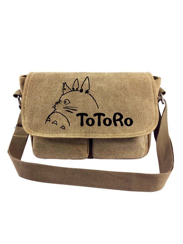 Canvas Khaki Cartoon Messenger Bag-0