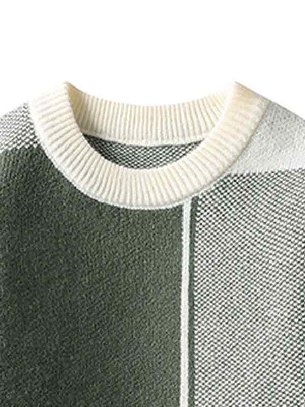Men's Contrast Color Checkered Sweater-1