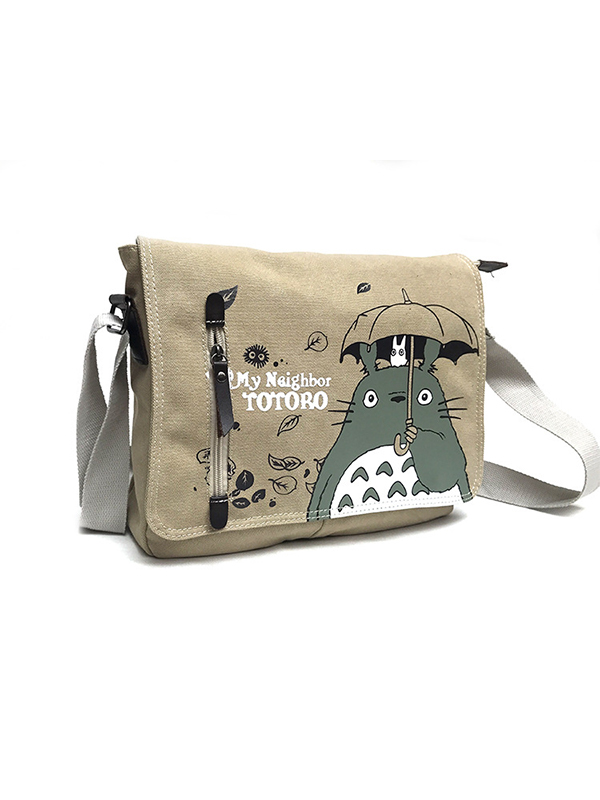 Adorable Anime Totoro Print Canvas Shoulder Bag-1