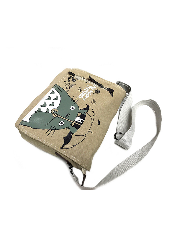 Adorable Anime Totoro Print Canvas Shoulder Bag-2