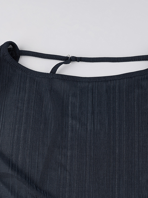 Solid Color Backless Long Sleeve Knit-5