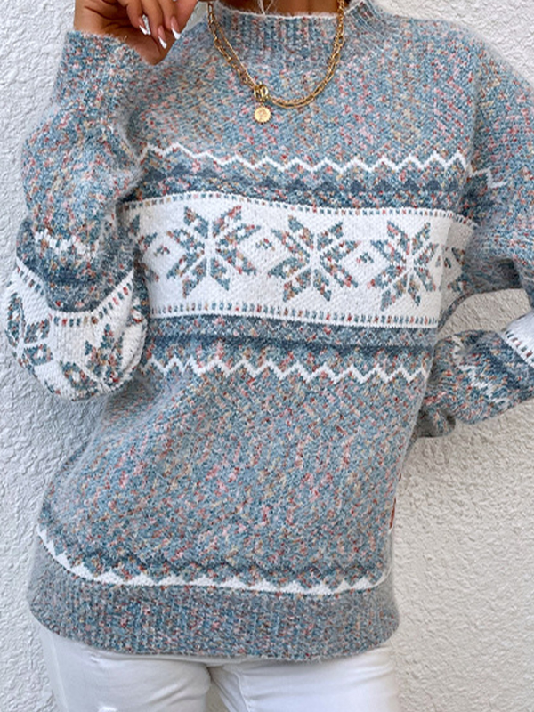 Snowflake Jacquard Mock Neck Sweater-1