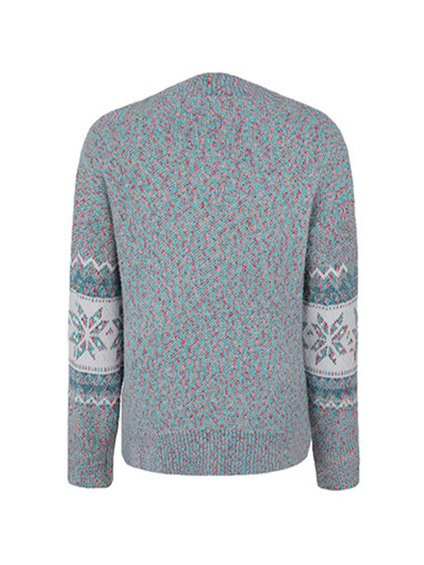 Snowflake Jacquard Mock Neck Sweater-3